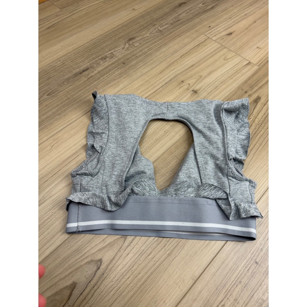 Free People‎ FP Movement Ruffle Sports Bra Heather Grey Open Back Bralette XS - Picture 3 of 9